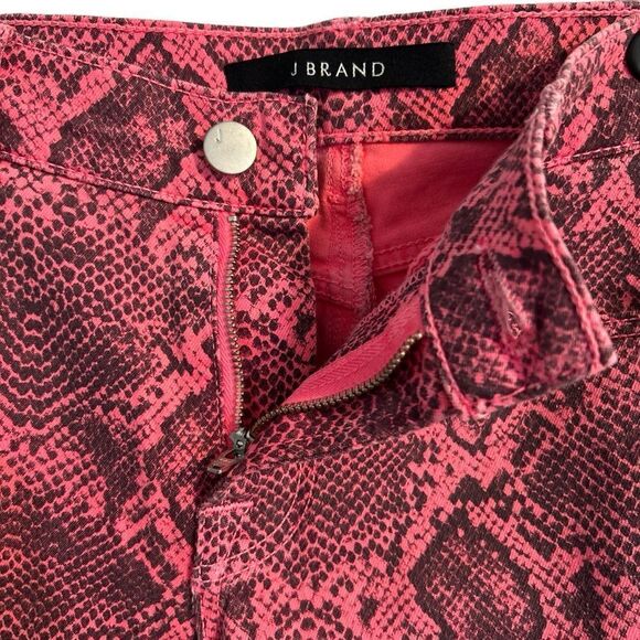 J Brand 620 Mid Rise Super Skinny Neon Pink Boa Print Size 26 - Picture 6 of 12